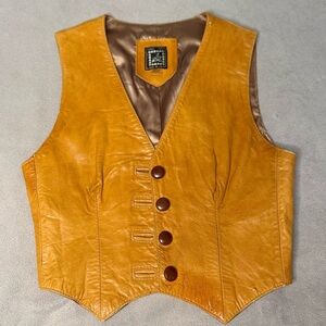 Vintage BAZAAR BAZAAR, butterscotch genuine leather vest